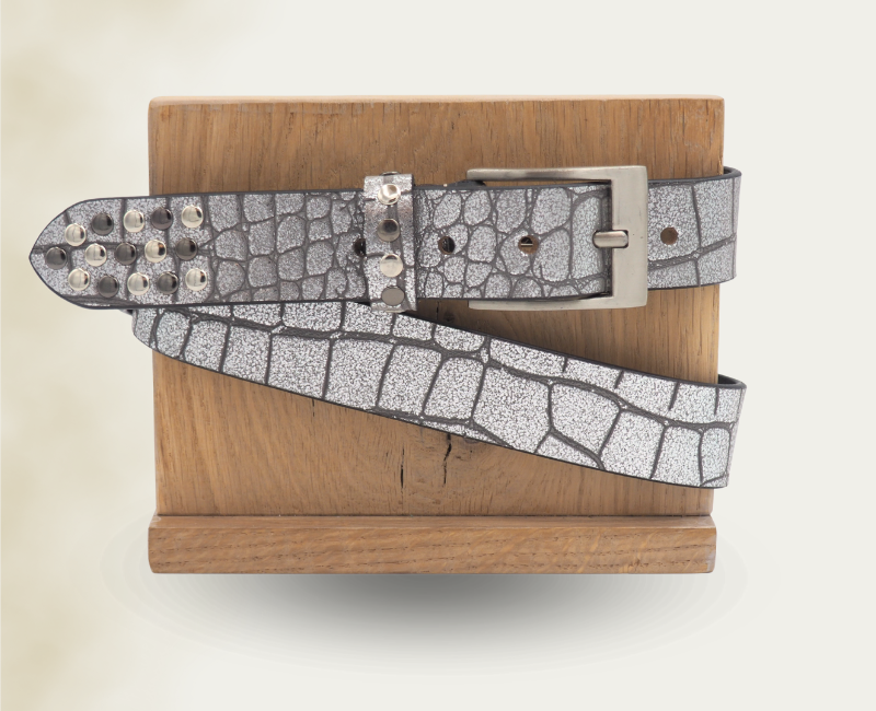 Ceinture métallisée croco Nina Rivets