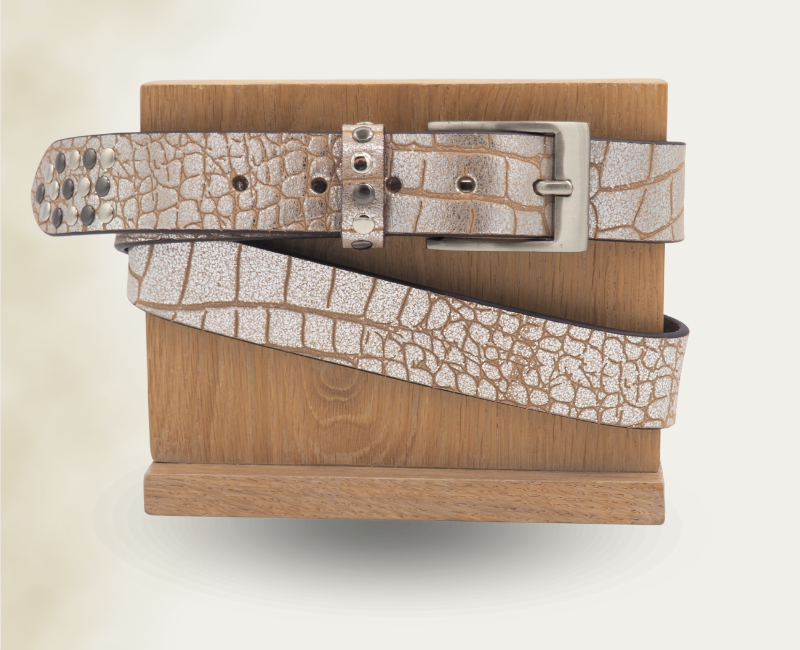 Ceinture métallisée croco Nina Rivets