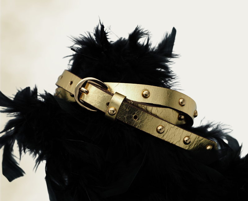 Fine ceinture dorée à clous Solveg